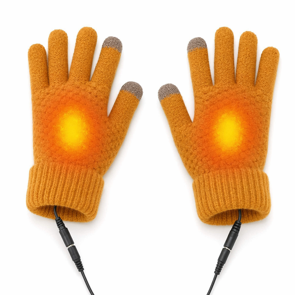Full Finger Heated Touch Screen Gloves for Women Yellow