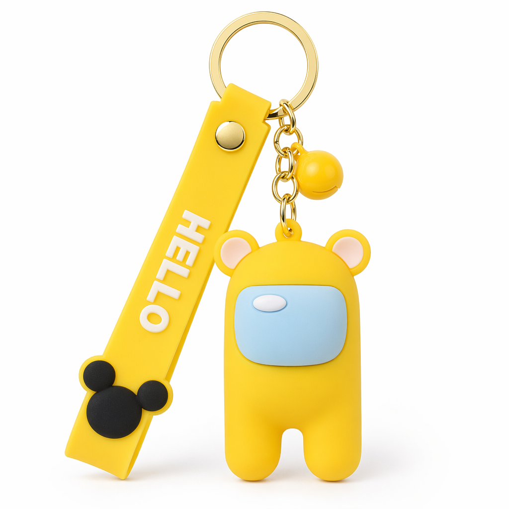 Cute Astronaut Keychains with Lanyard Yellow