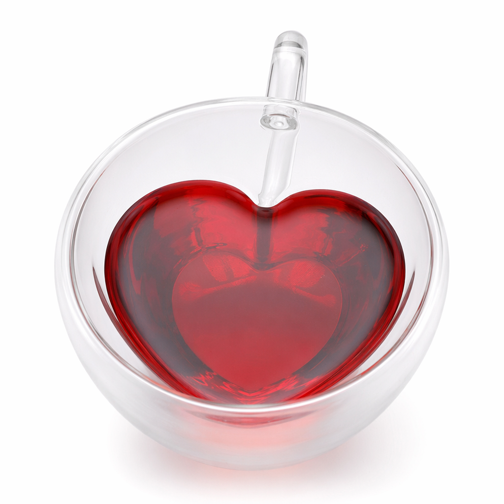 Heart Glass Cup with Double Wall Default