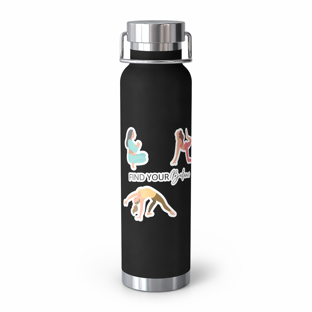 Discover Equilibrium: 22oz Thermos Bottle for Yoga Poses Black