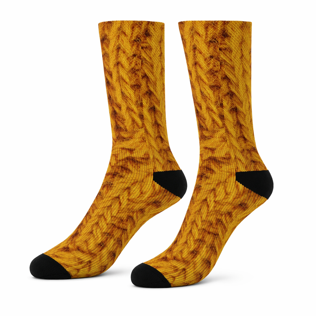 Wool Socks with Mustard Print Design for Fun and Novelty Default