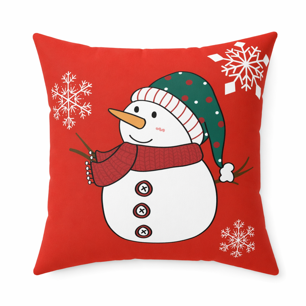 Double-Sided Faux Suede Christmas Snowman Pillow Default