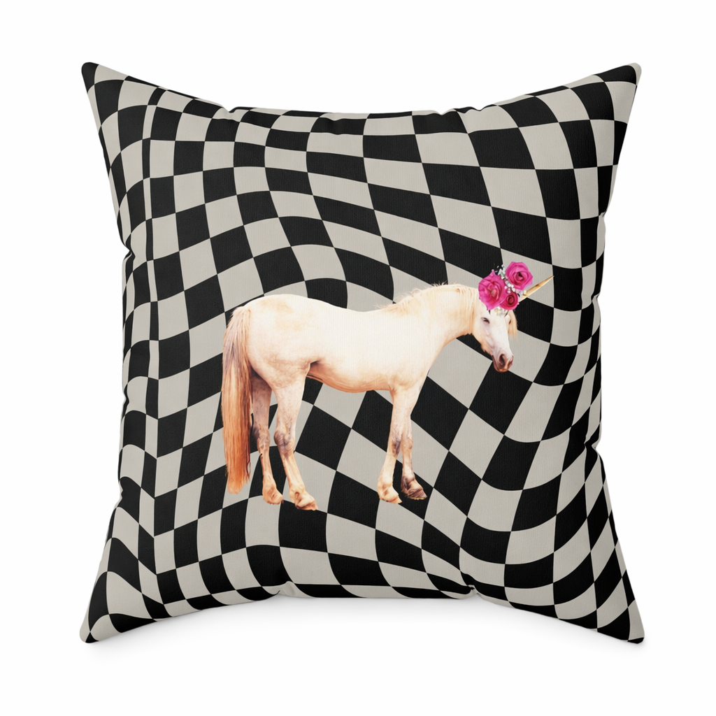 Retro Enchanted Unicorn Square Pillow - Available in 3 Sizes Default