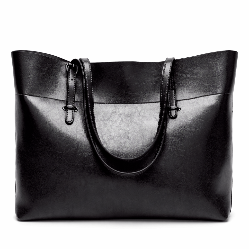 Vegan Leather Tote Bag for Daily Use Black