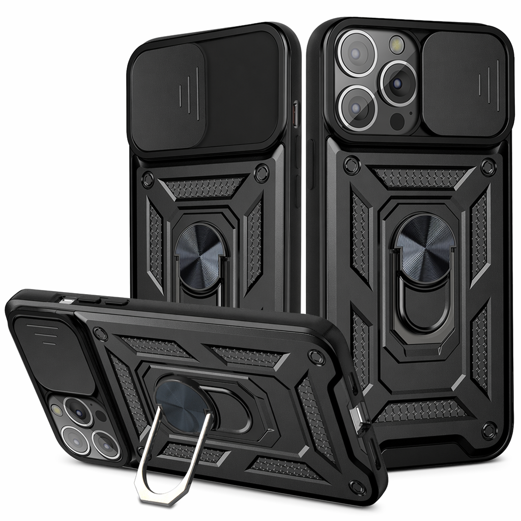 14 Series Camera Lens Cover Kickstand Armor Case for iPhone X: Ensuring 360 Protection Black