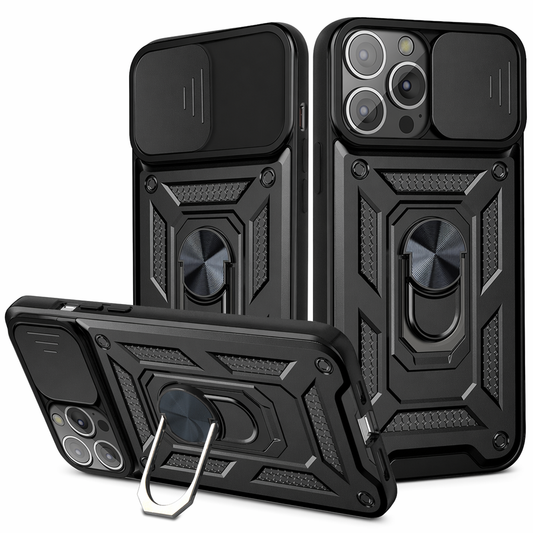 14 Series Camera Lens Cover Kickstand Armor Case for iPhone X: Ensuring 360 Protection Black