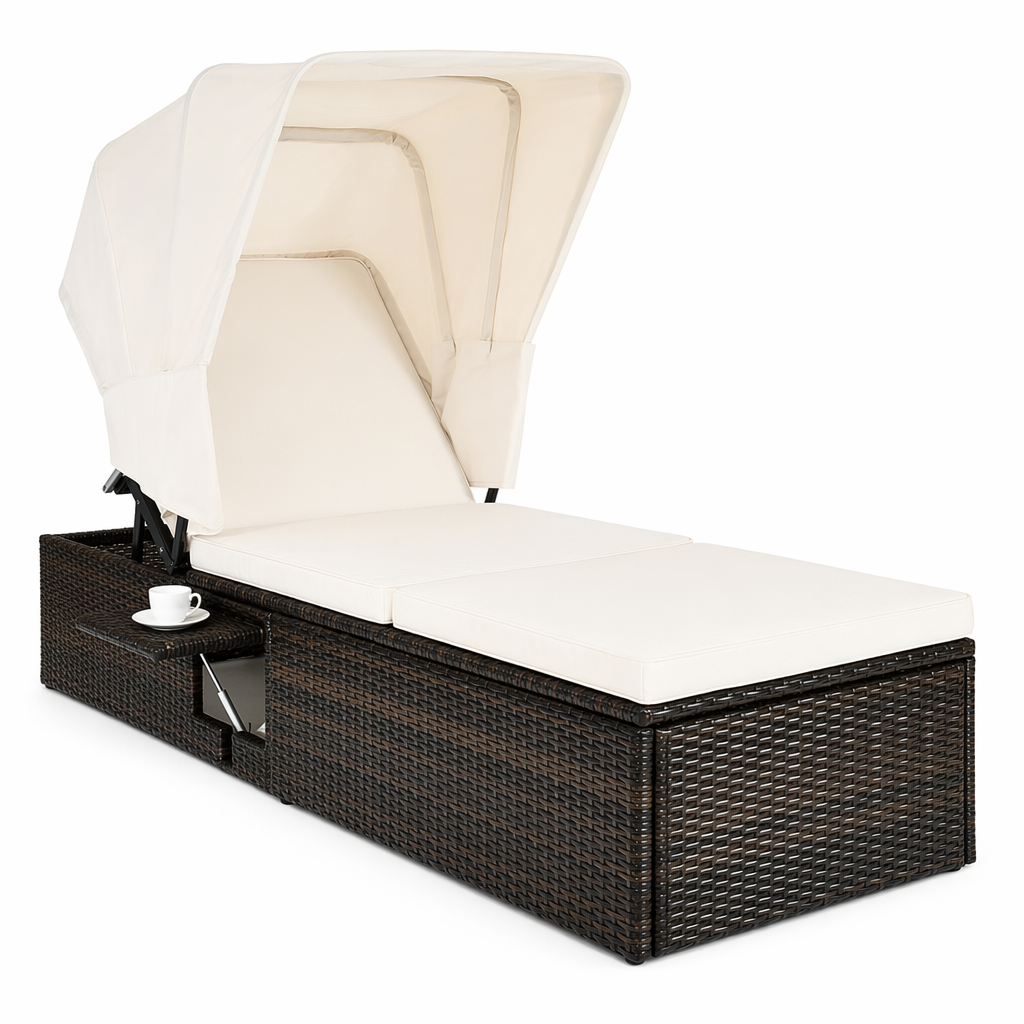 Side Table Outdoor Recliner with Canopy for Lounging Default