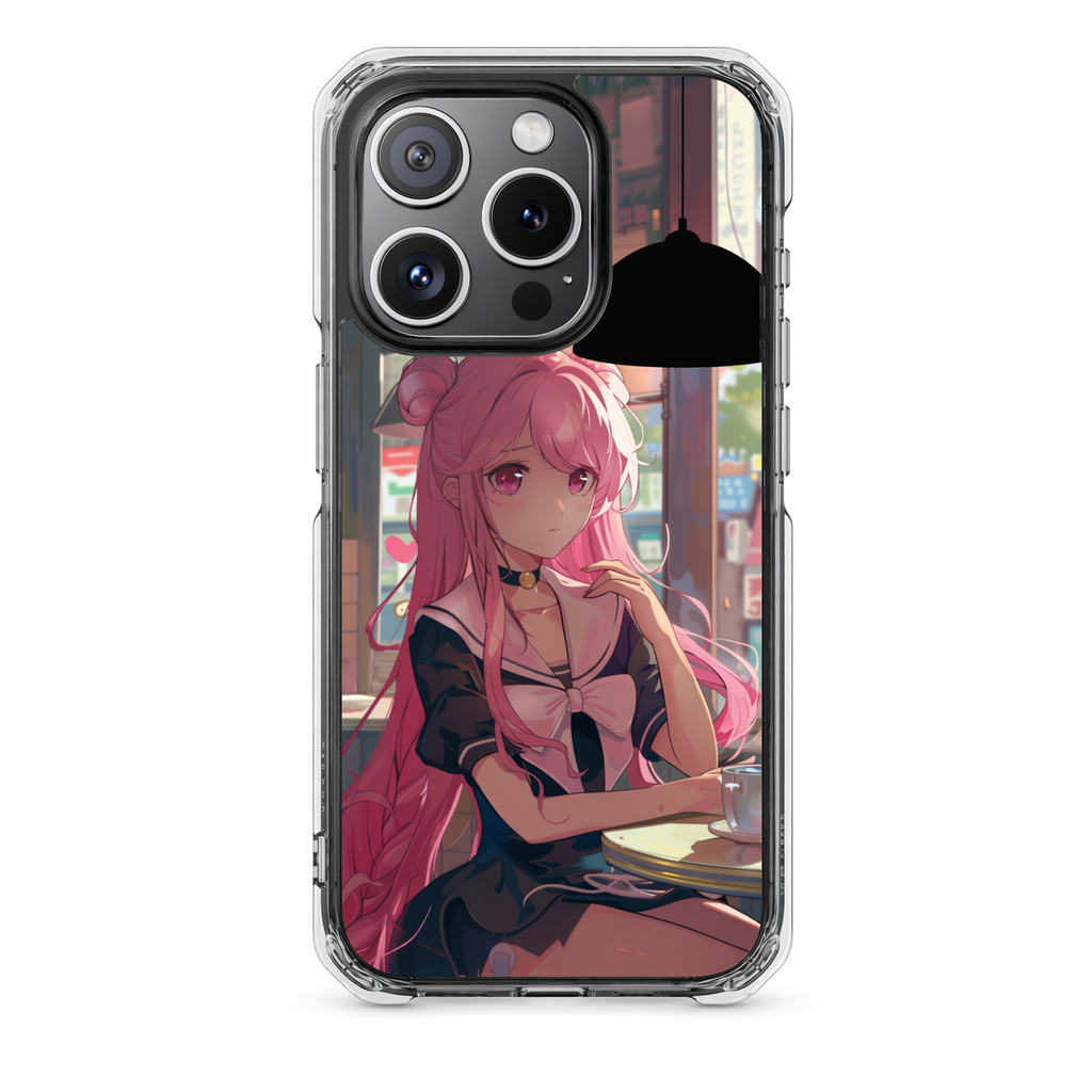 Chill Anime Girl Magnetic iPhone Case for Cafe Vibes Default