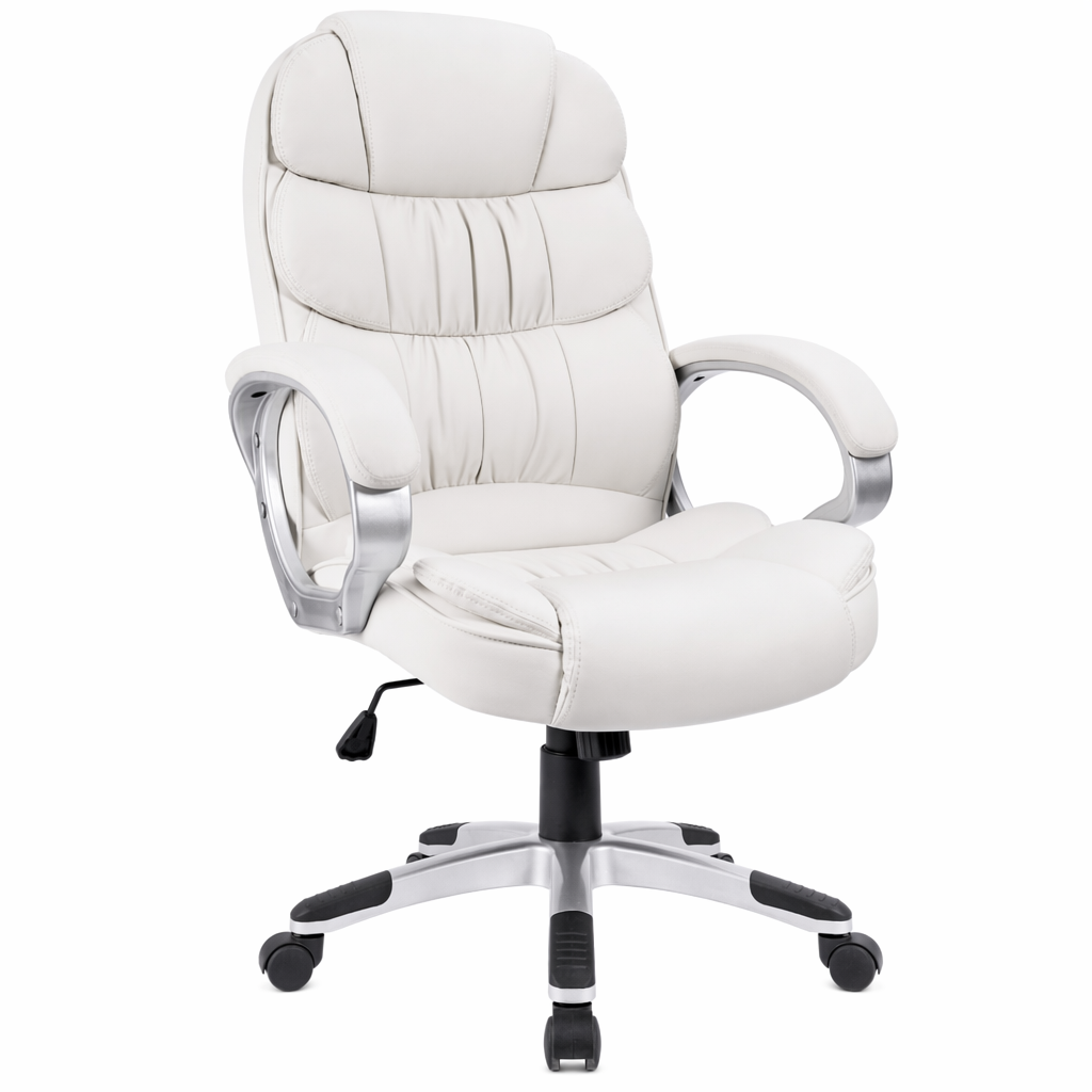 High Back Vegan Leather Executive Office Chair in Ivory White Default