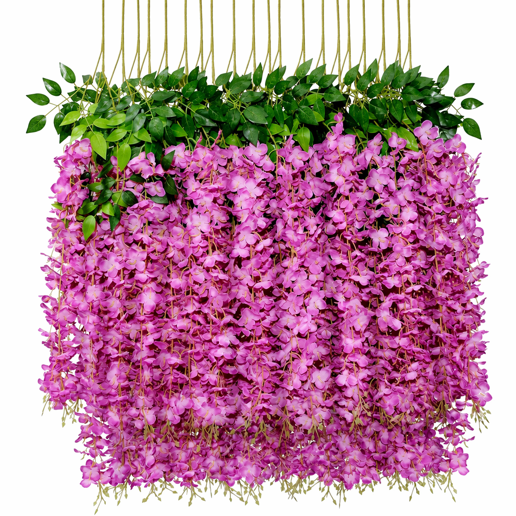 12 Floral Plastic Wisteria Pieces for Party Decoration Purple