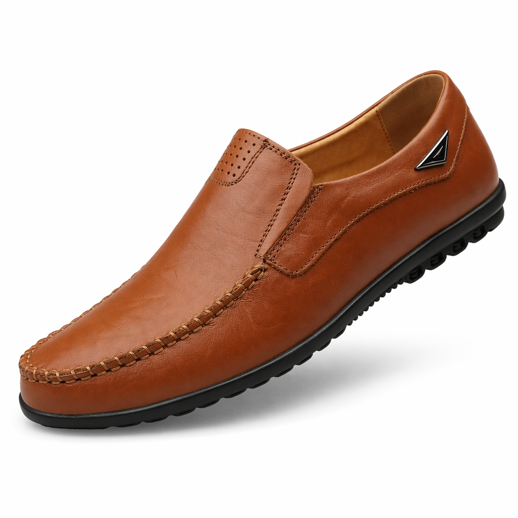 Soft Vegan Leather Men's Casual Loafers Brown