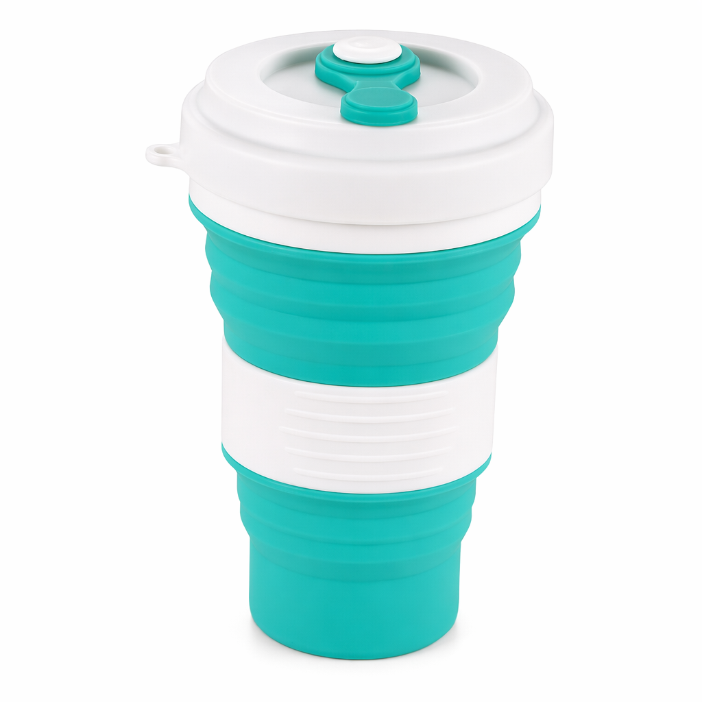 Innovative Collapsible Silicone Coffee Mug for Travel Teal