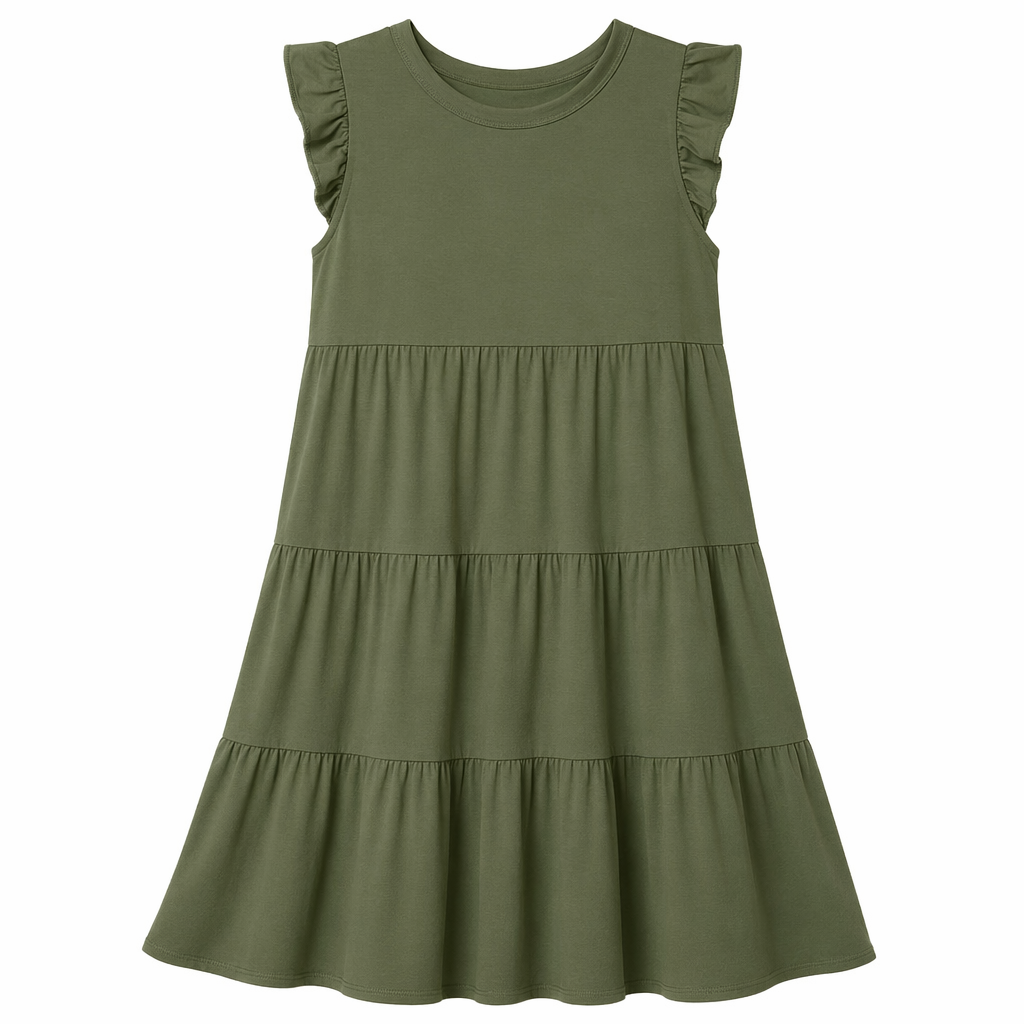 Flowy Cap Sleeve Women's Dress Army Green
