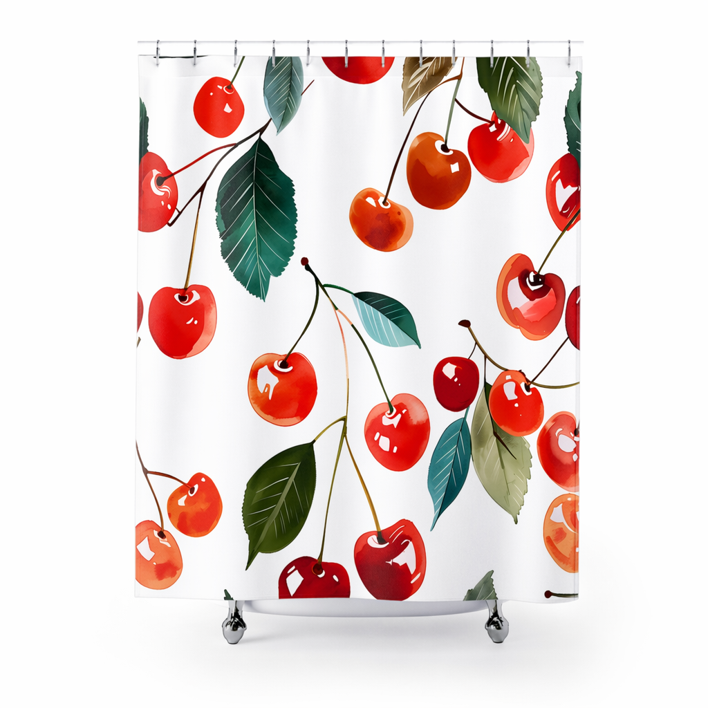 Cherry Pattern Retro Shower Curtain Default