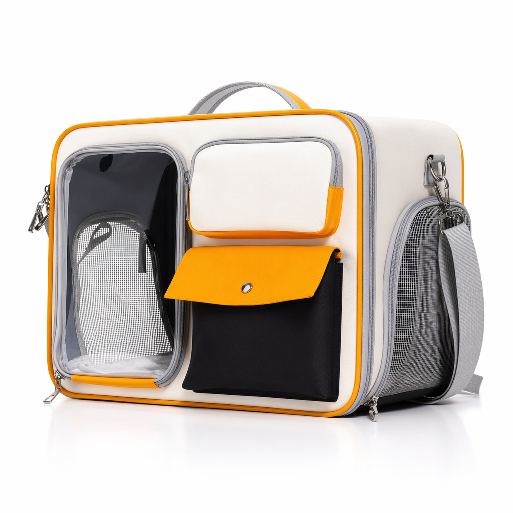 Breathable Clear Pet Travel Backpack Beige