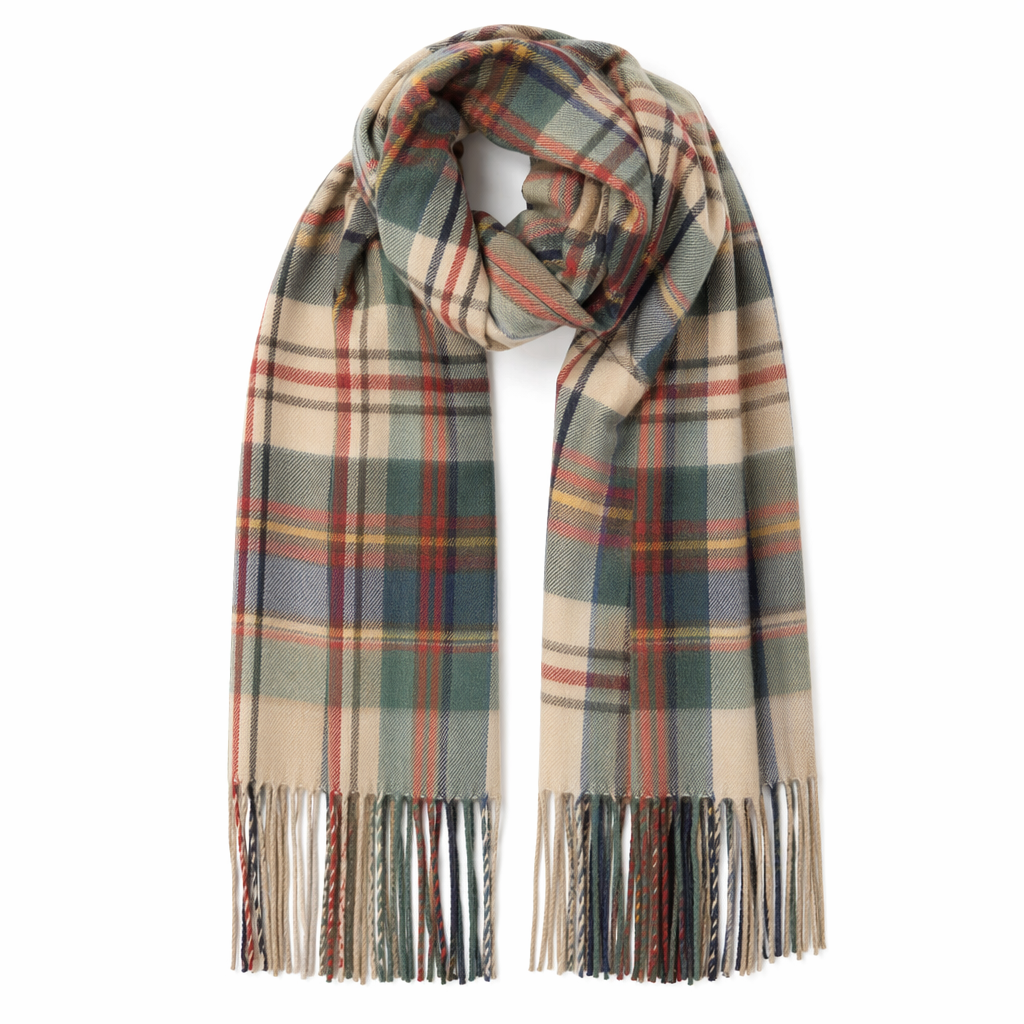 Traditional Plaid Gift Wrap Scarf Beige