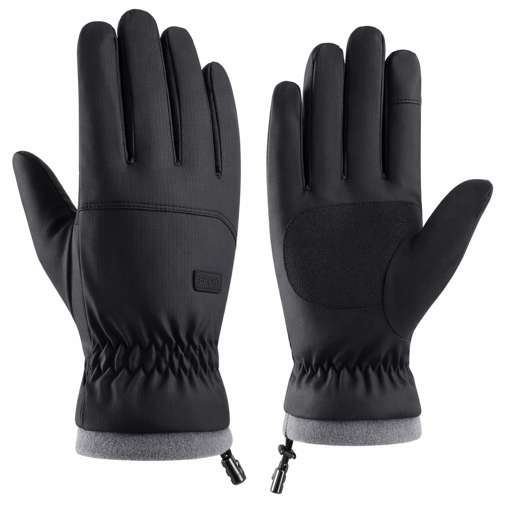 Waterproof Gloves with Fleece Lining for Men - Perfect for Touch Screen Use Black