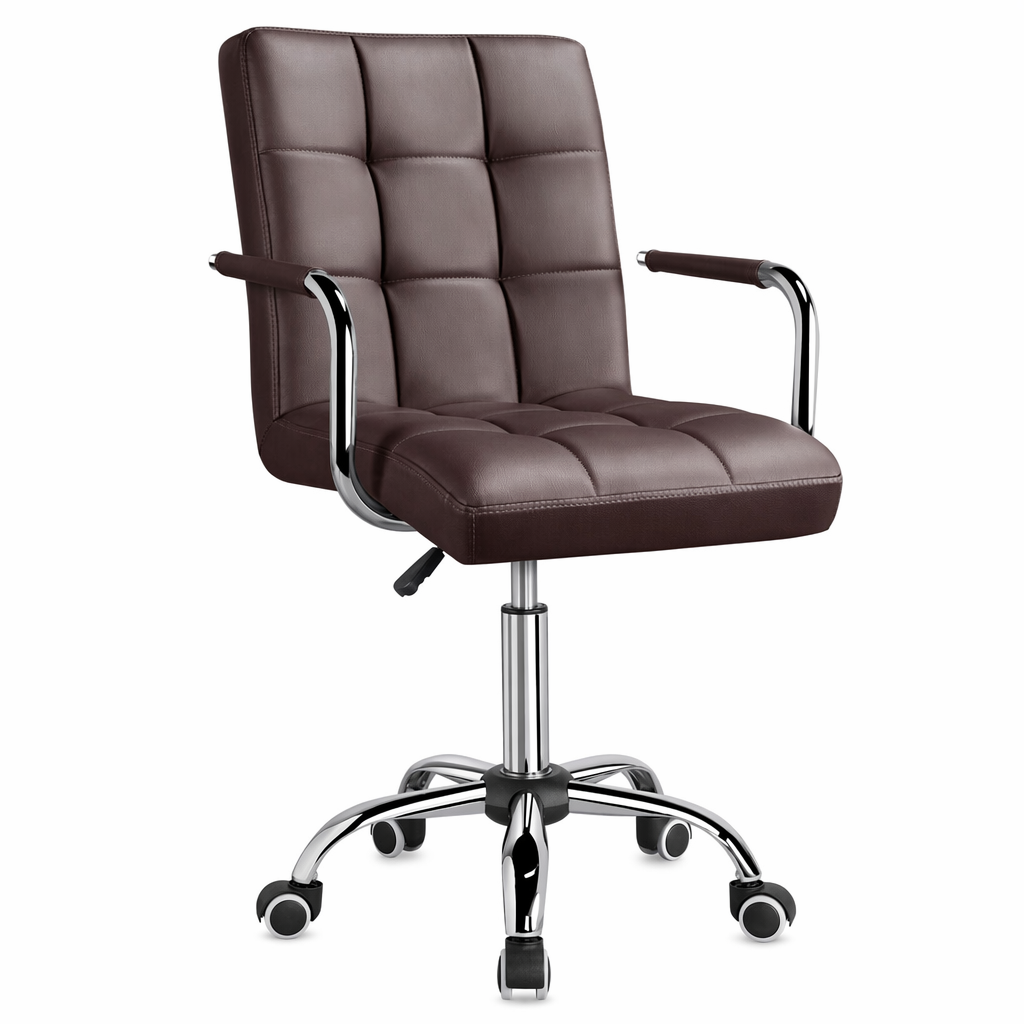 Contemporary Faux Leather Office Chair Brown