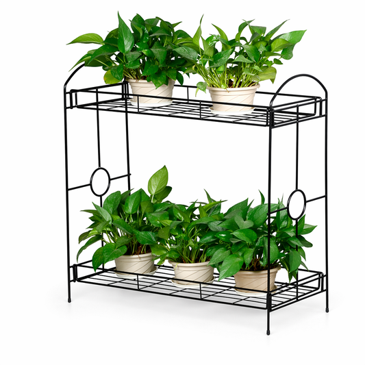 2-Tier Metal Plant Stand - 32 inches: A Sleek and Sturdy Display for Your Plants Default