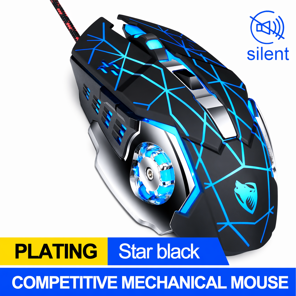 Adjustable Wired LED Gaming Mouse - High Precision 3200DPI for Professionals Web Black