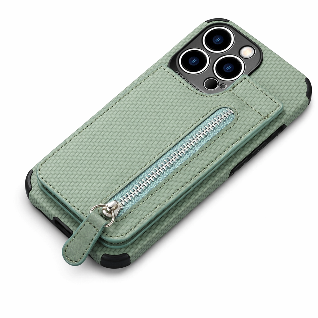 High-End Plant-Based Leather Wallet Case for iPhone Green