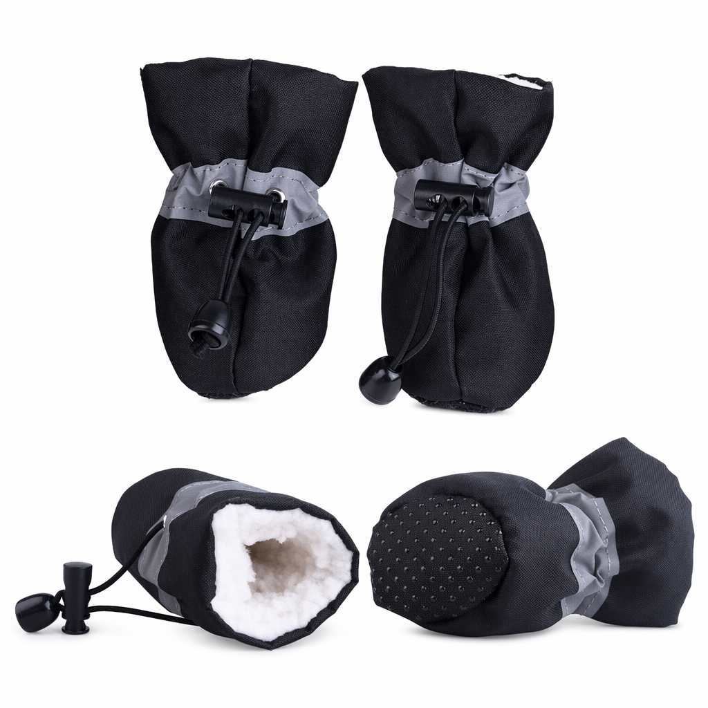 4-Piece Set of Shoes to Keep Your Dogs Warm During Winter Black