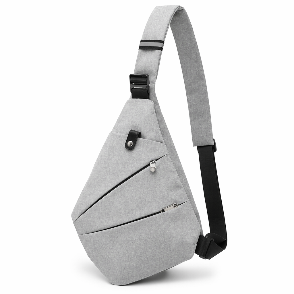 Gray Crossbody Bag with Waterproof Triangle Design on the Side Default
