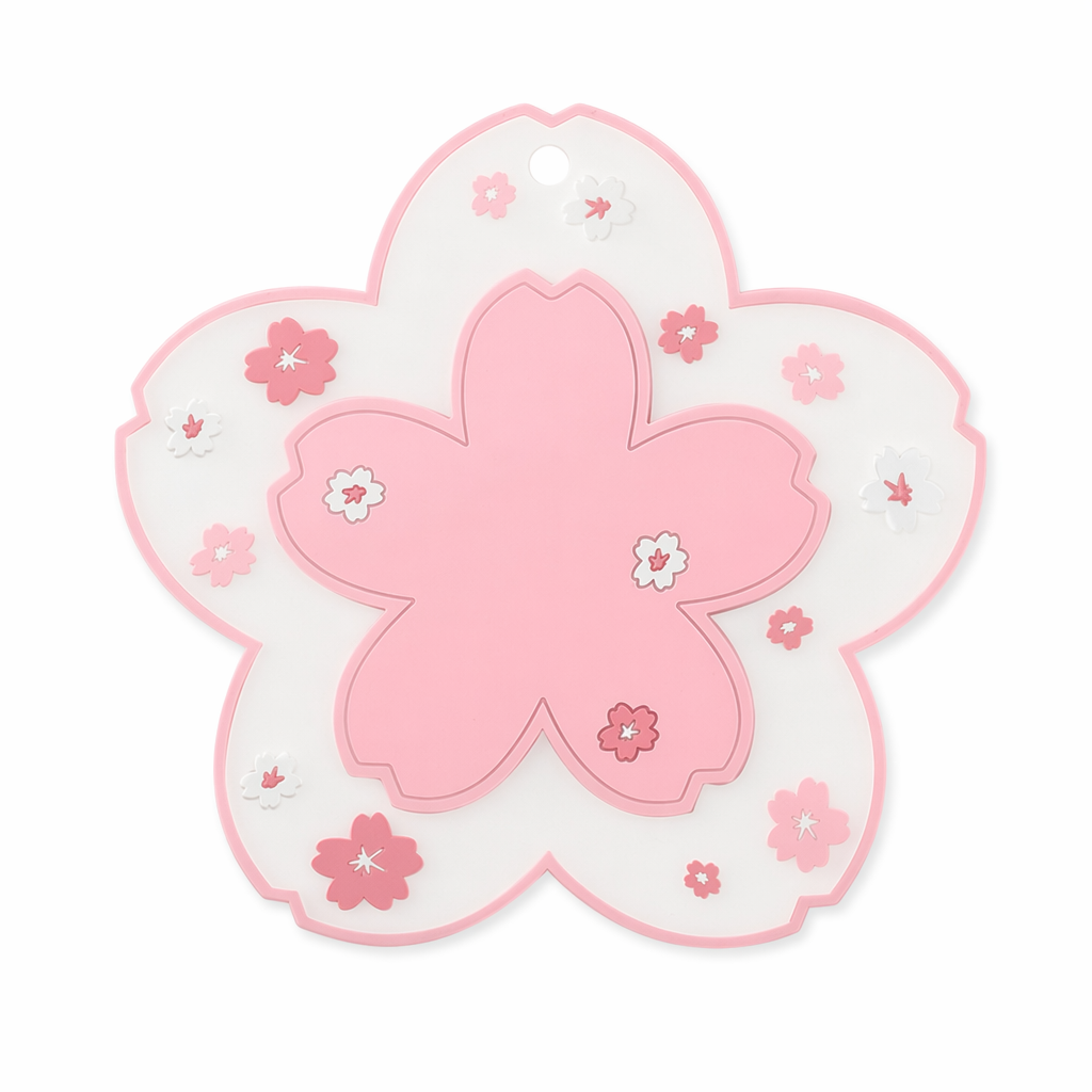 Kawaii Sakura Coffee Coaster - Silicone/Pink/White Pink L