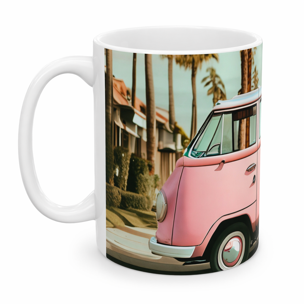 Pink Vintage Van Mug for Coffee and Tea Default