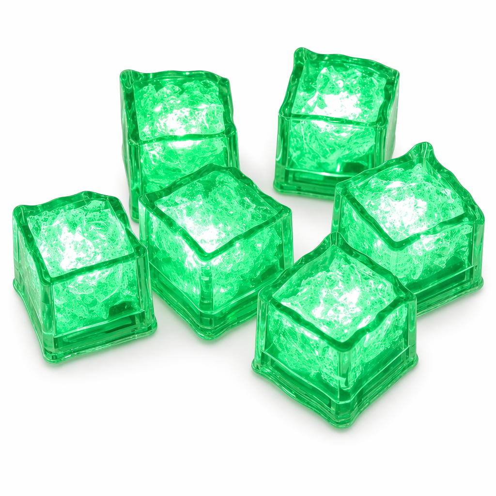 LED Ice Cube Party Set - 12 Pieces Green