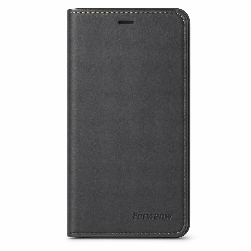 Magnetic Leather Card Holder Flip Case for iPhone Series 10 to 14 Black