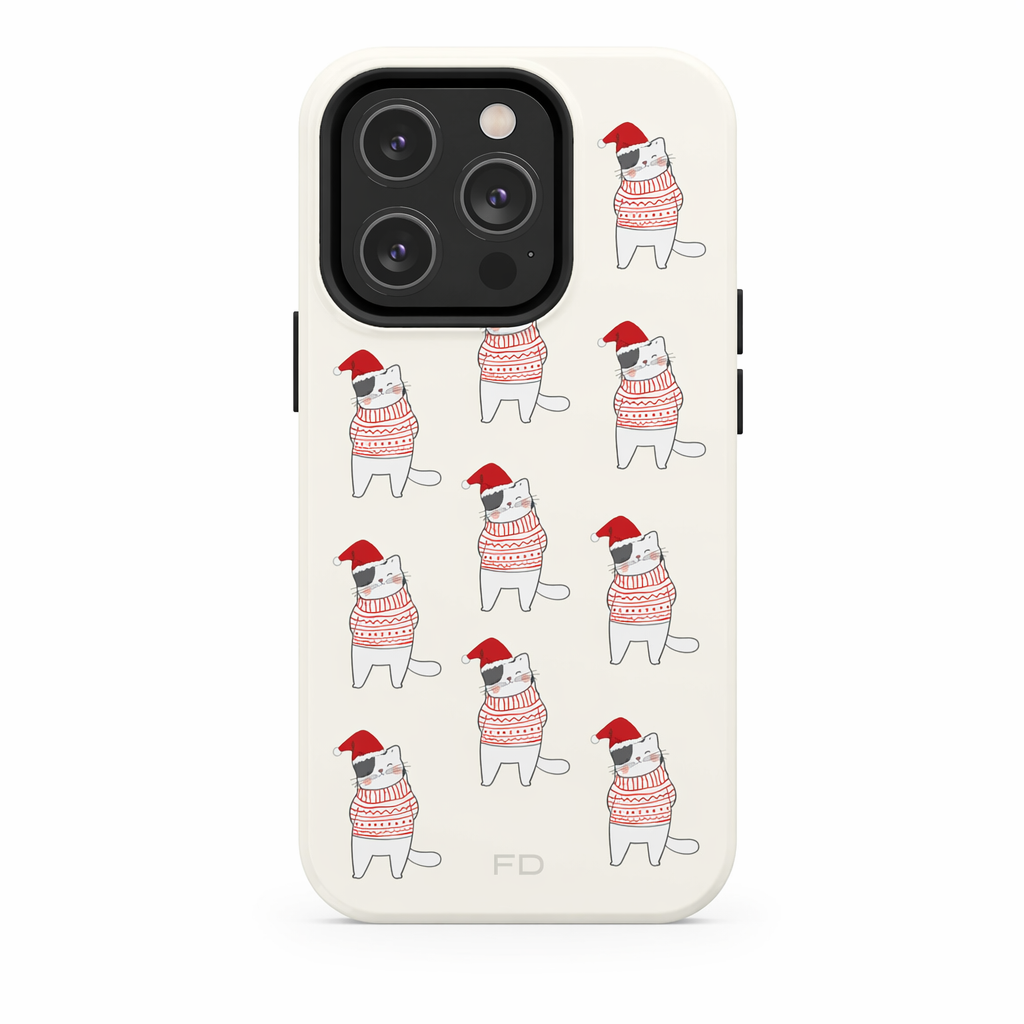 Durable Feline iPhone Case for Wireless Charging - Holiday Edition Default