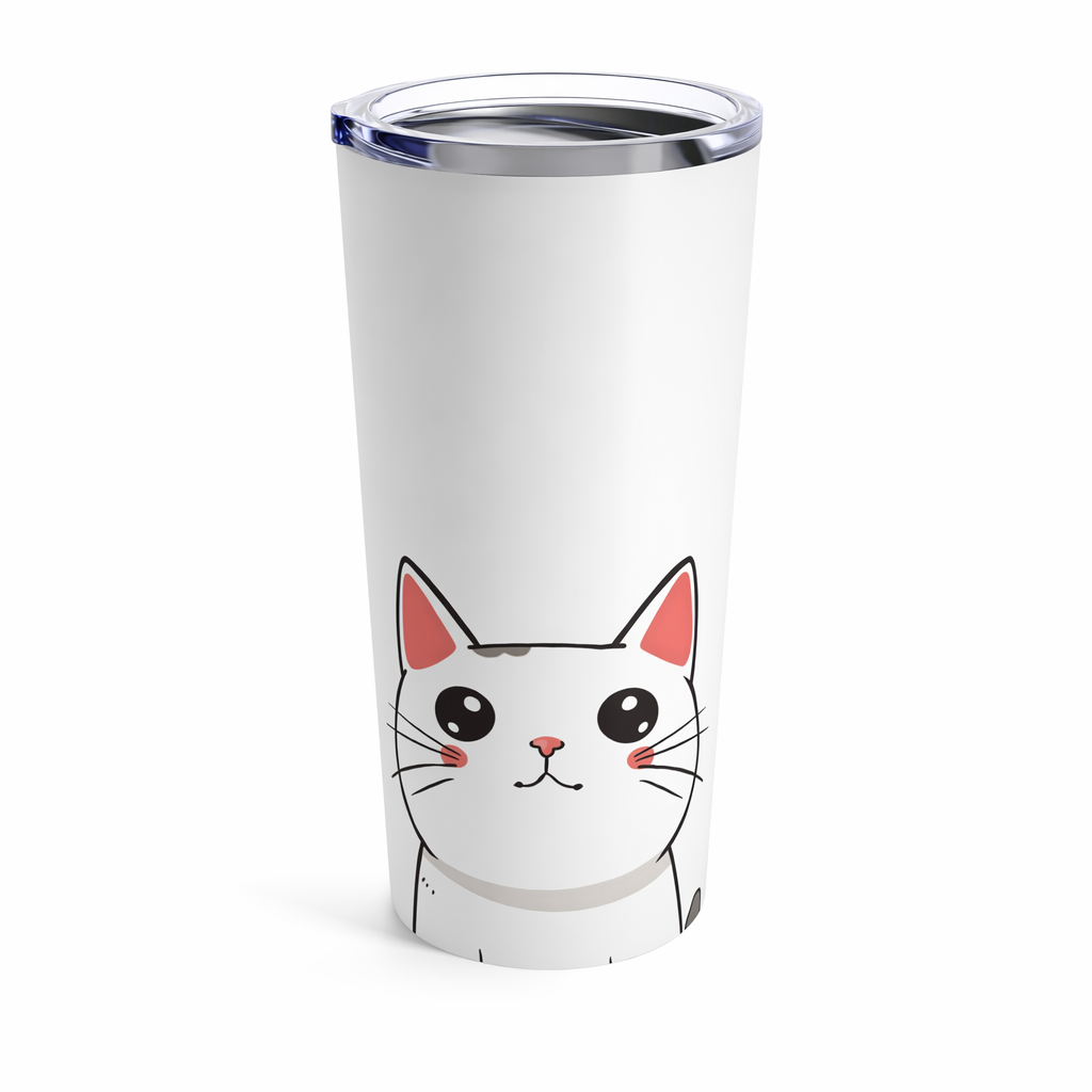 20oz White Tabby Kitty Tumbler Default
