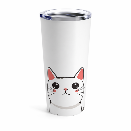 20oz White Tabby Kitty Tumbler Default