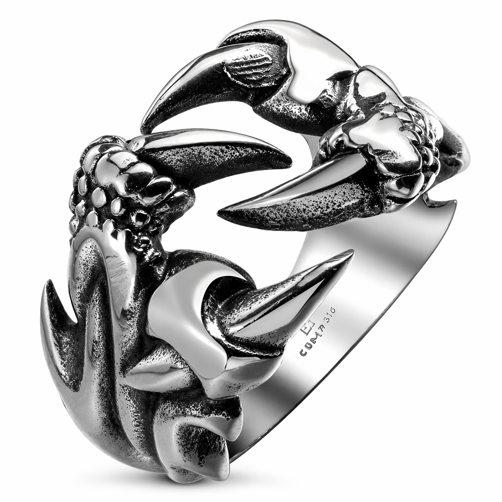 Stainless Steel Dragon Claw Ring for Men with a Biker Style Default