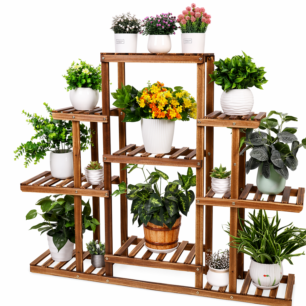 9 Tier Wooden Indoor Plant Stand for Home Decor Default