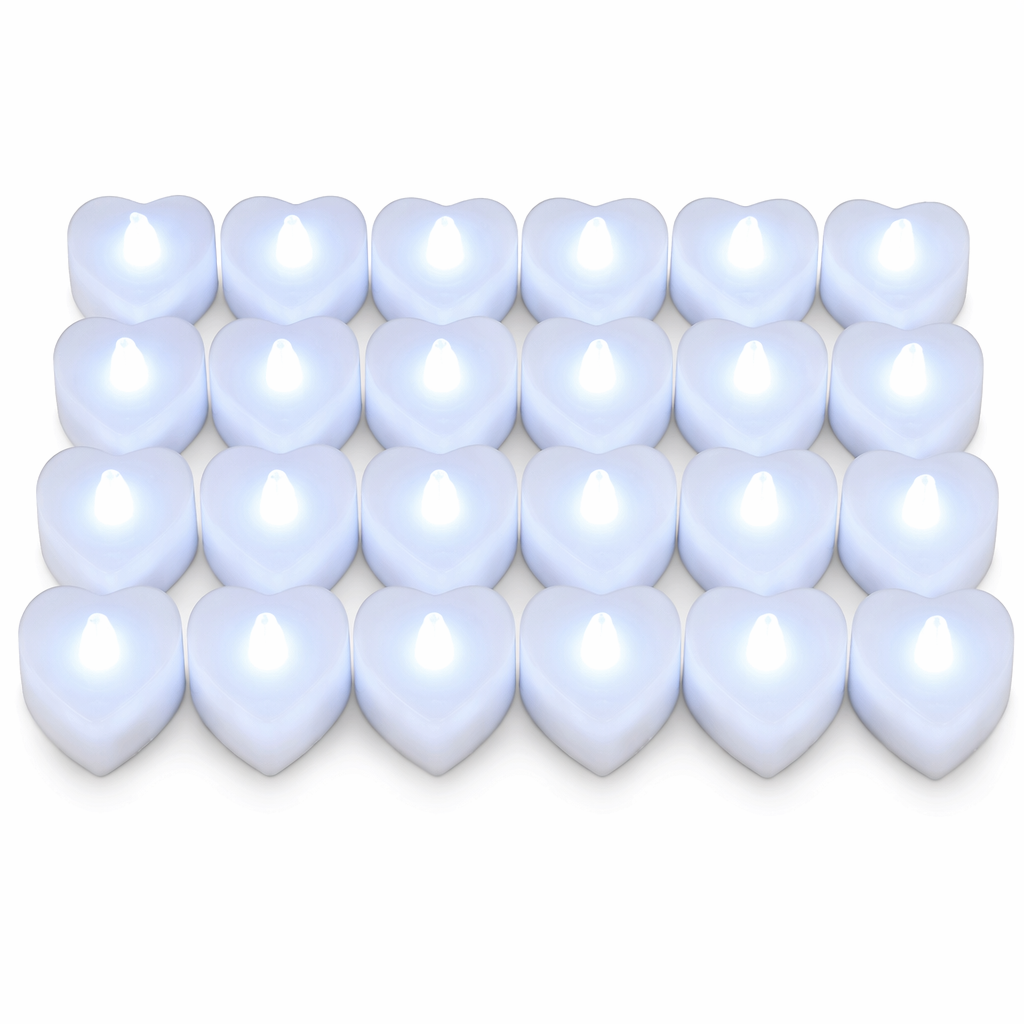 24-Piece Set of LED Candles Heart White Light