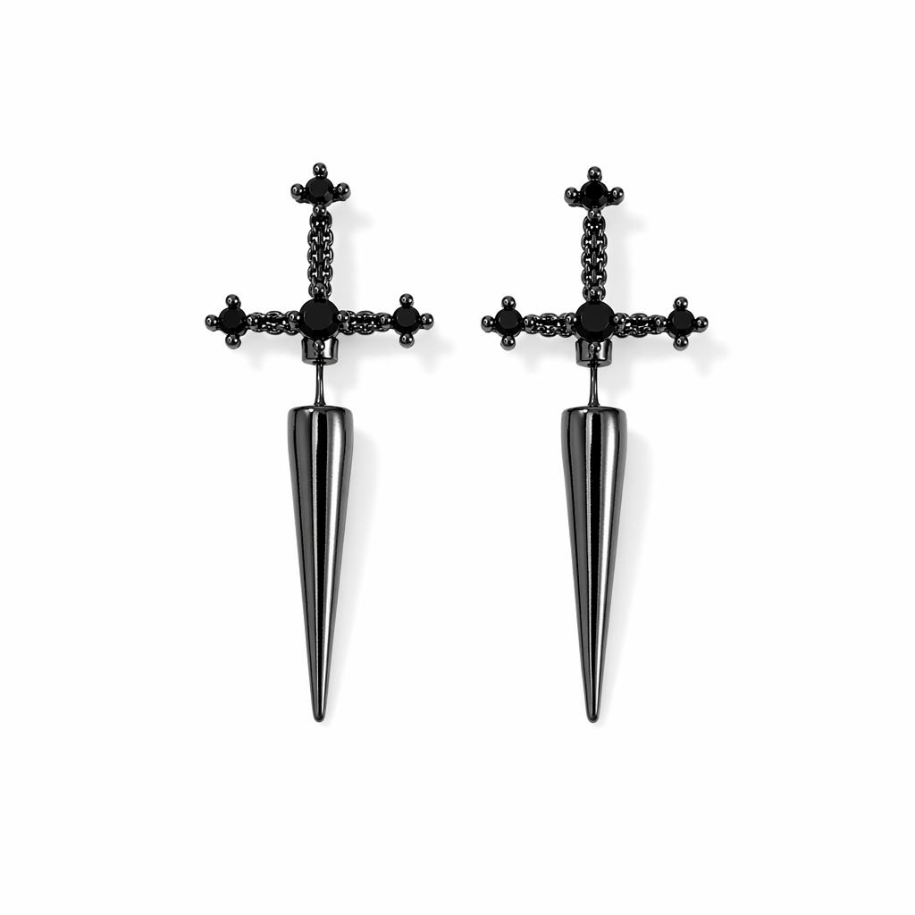 Fashion Earrings Inspired by Viking Swords Black