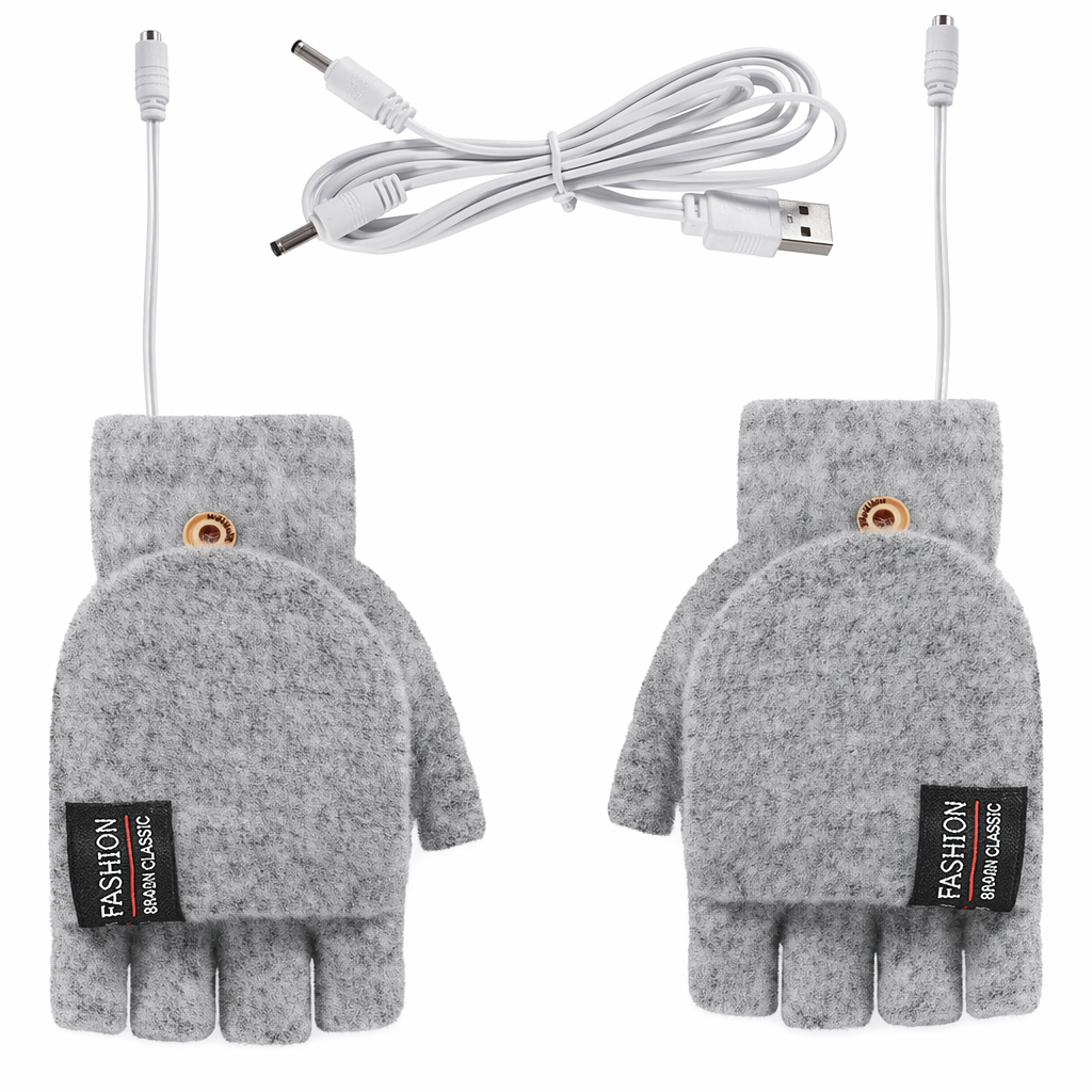 USB Convertible Heating Gloves Gray