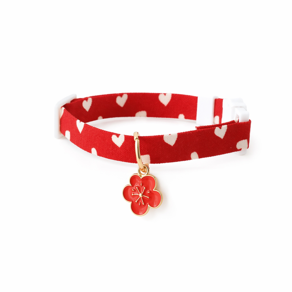 Red Cat Collar with Cute Charm F