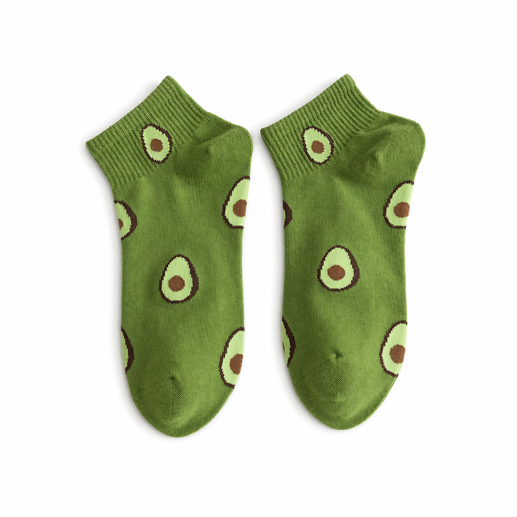 Avocado-Hued Kawaii Socks for Fashionistas Green