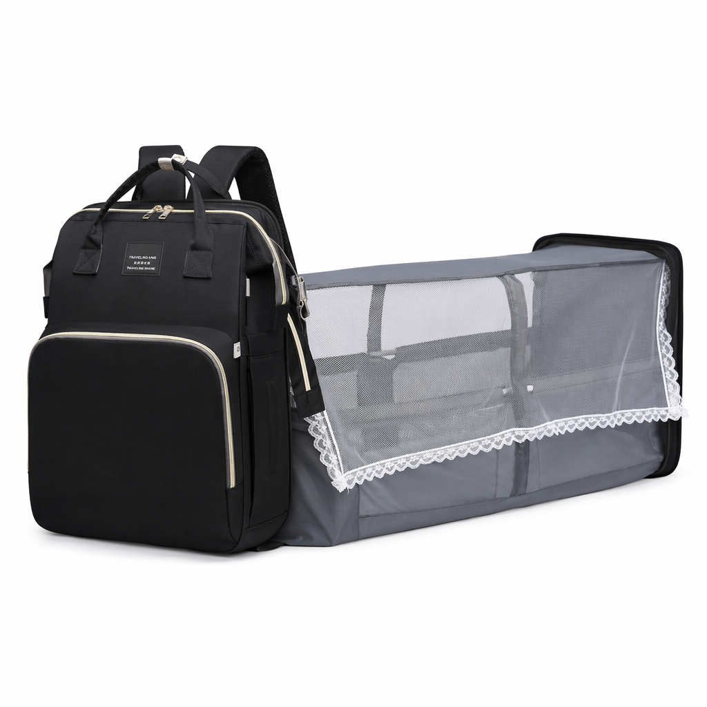 Versatile Diaper Tote with Enhanced Play Mode Black