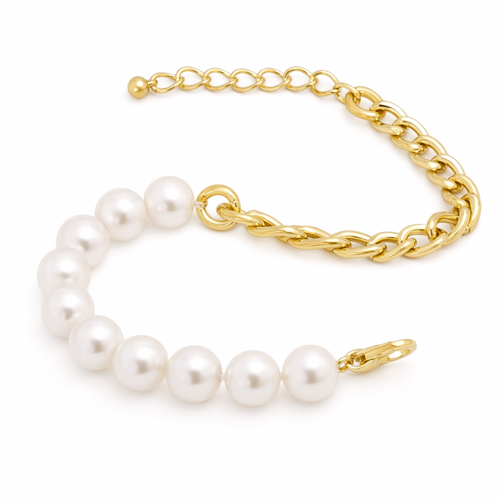Half Chain Women's Bracelet Adorned with Pearls Default