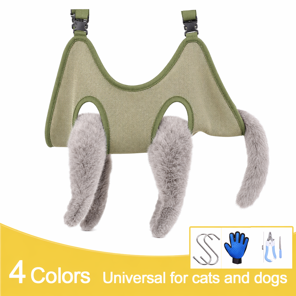 Hammock Cat Grooming Restraint Bag Green