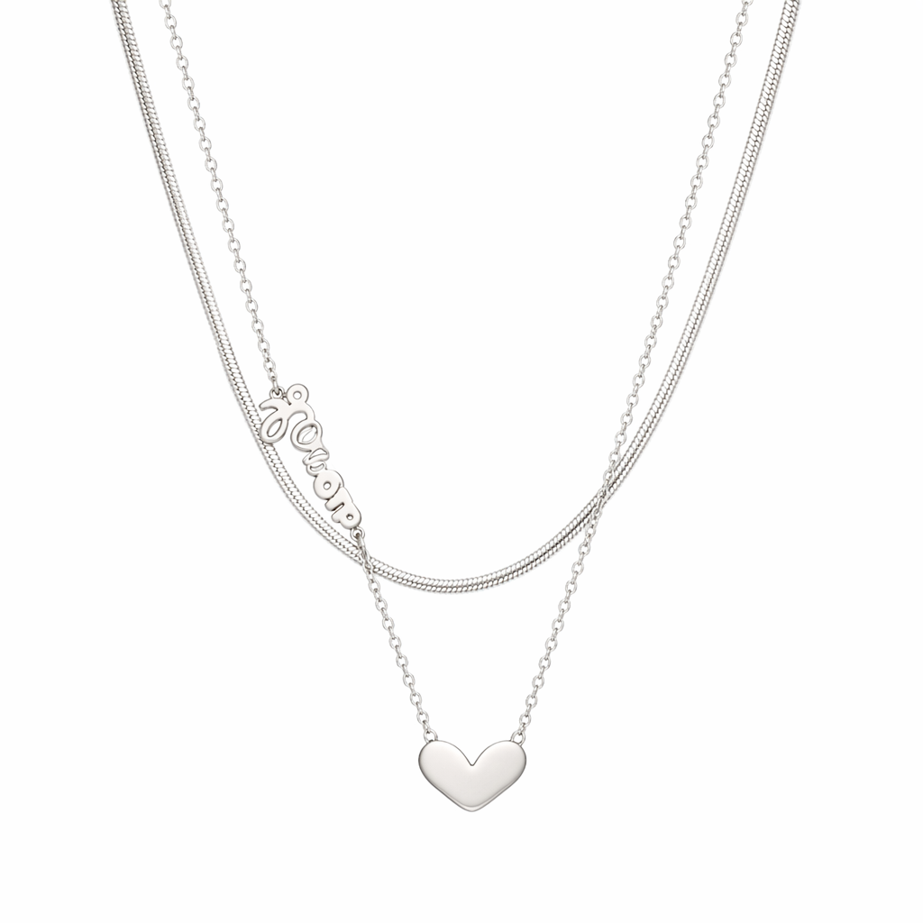 Women's Romance-inspired Layered Necklace Silver