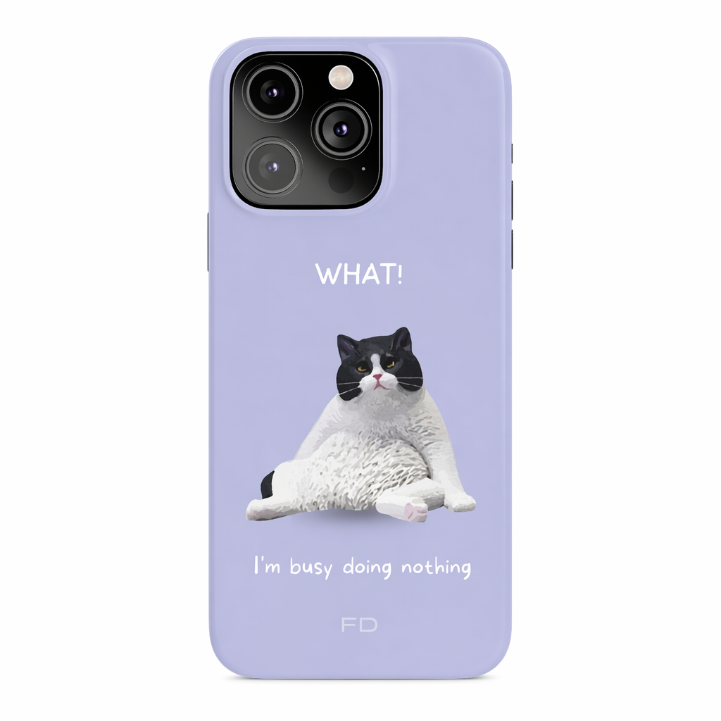 Humorous Feline Design Lavender Sleek Case for iPhone 14, 14 PRO, and 14 PRO MAX Default