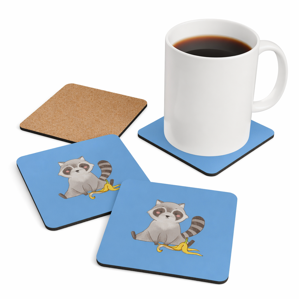 Set of Four Raccoon Coasters Default