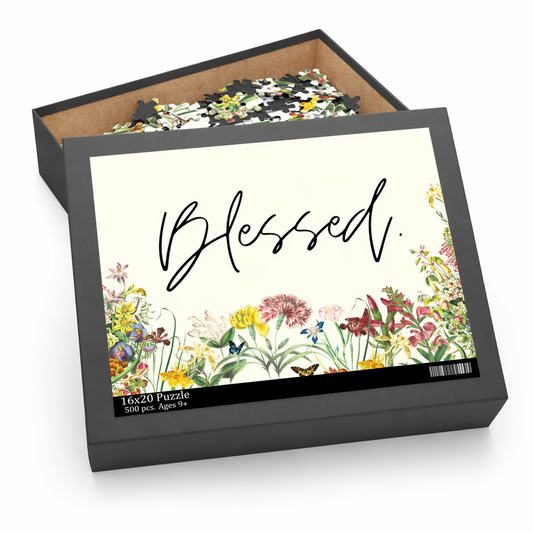 Floral 500-Piece Jigsaw Puzzle with Inspirational Saying Default