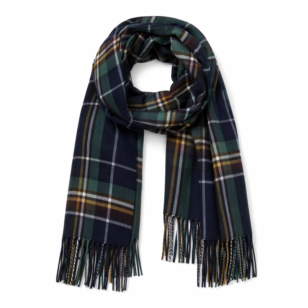 Traditional Plaid Gift Wrap Scarf Dark Green