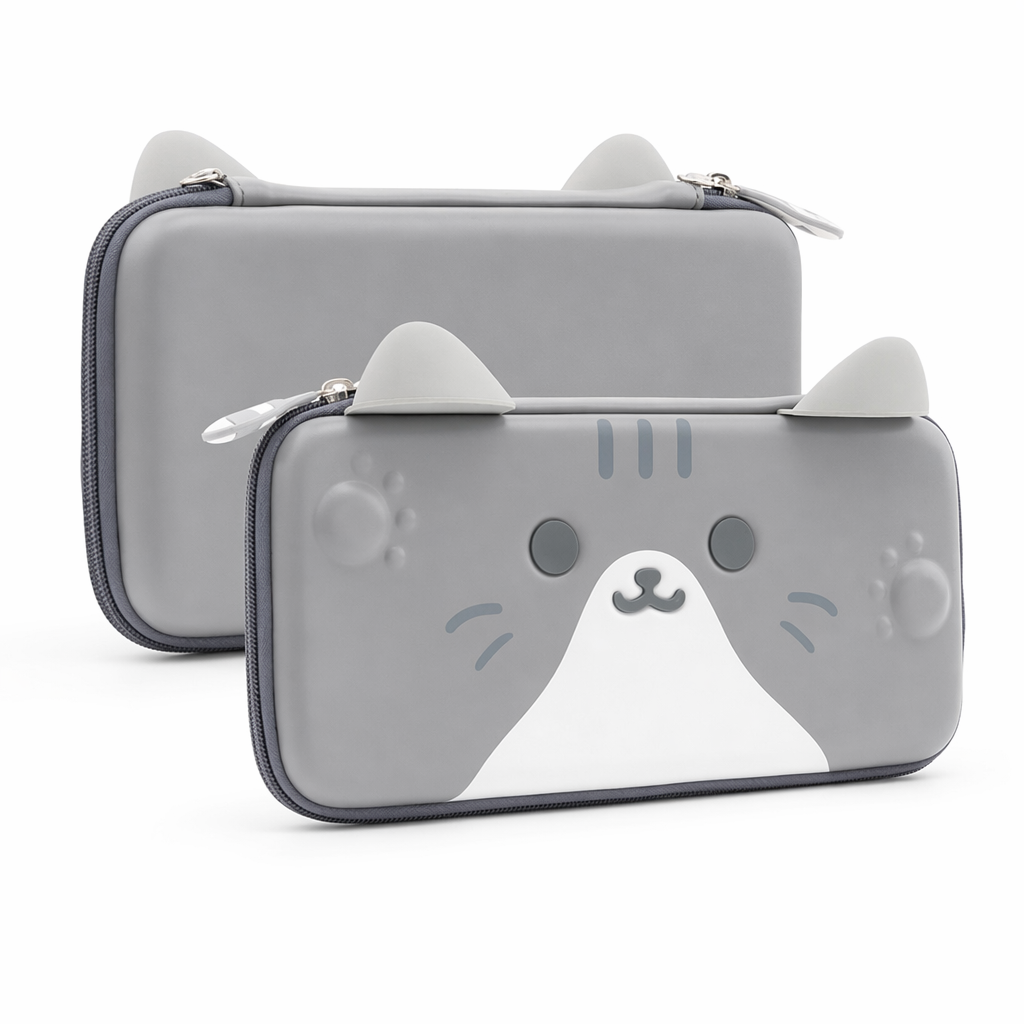 Cute Cat Nintendo Switch Case Gray